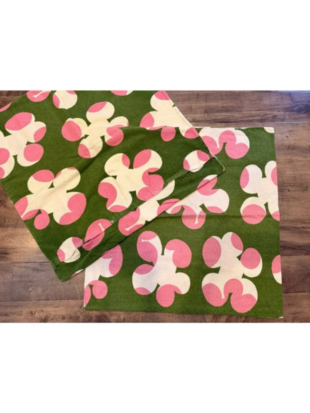 2 Vintage 70s Mod Terry Cloth Pillow Covers Pink Green Floral Retro Upcycled 28” - Picture 2 of 16
